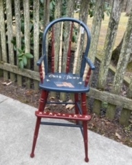 Wooden High Chair painted in Americana Theme