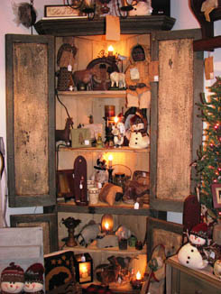 green corner cupboard
