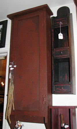 red wall cupboard