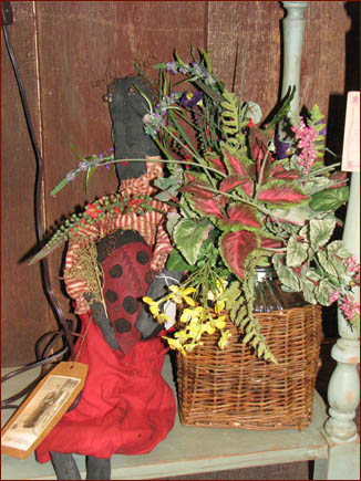 Primitive Black Doll Lady Bug 
